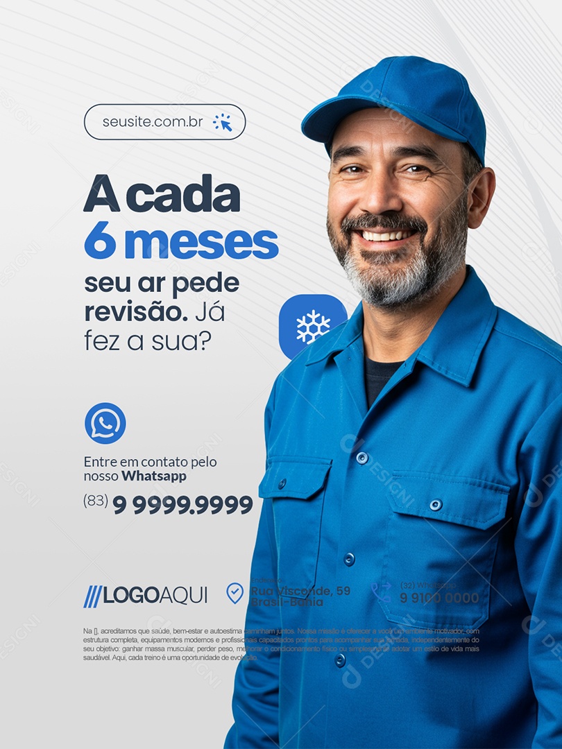 Ar Condicionado A Cada Seis Meses Social Media PSD Editável