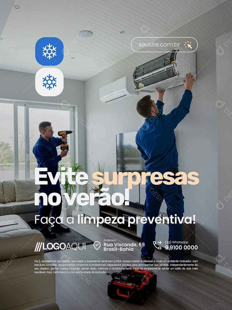 Ar Condicionado Evite Surpresas no Verão Social Media PSD Editável