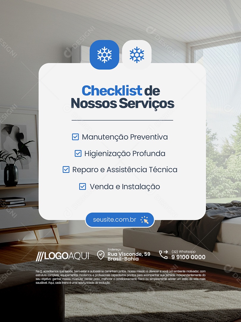 Ar Condicionado Checklist de Nossos Serviços Social Media PSD Editável