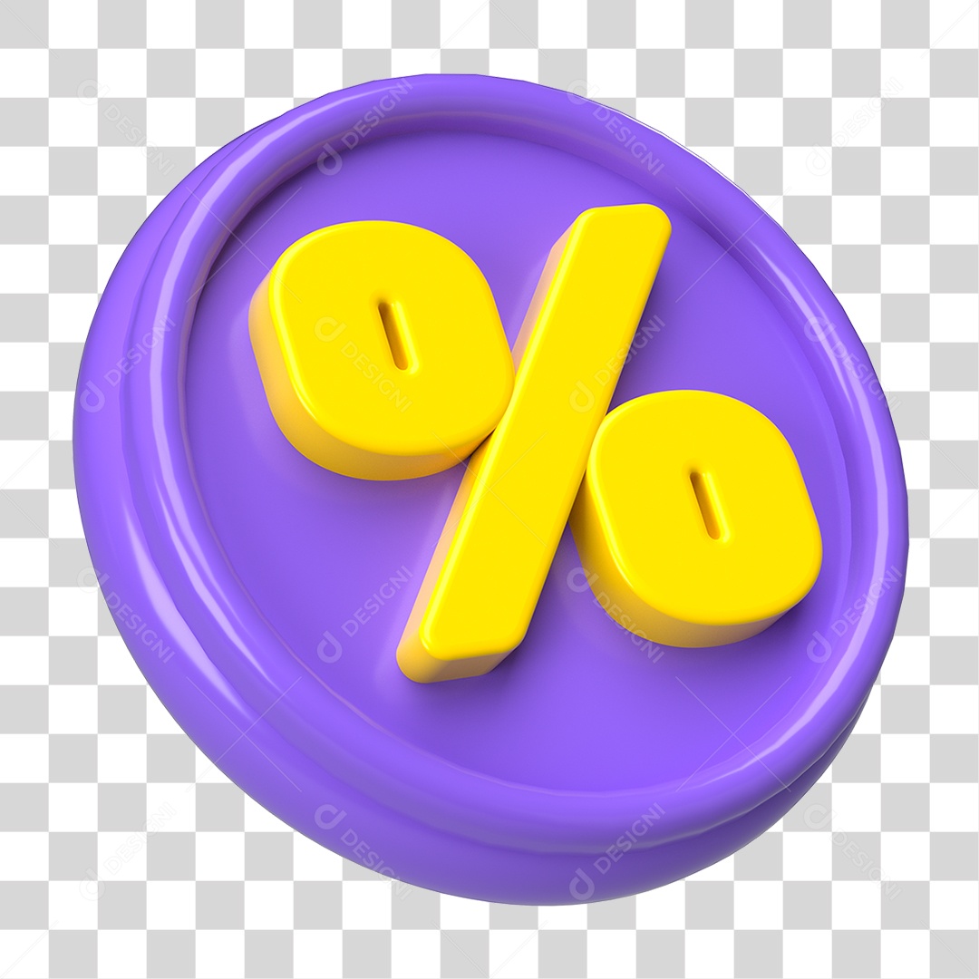 Elemento 3D Símbolo de Porcentagem PNG Transparente