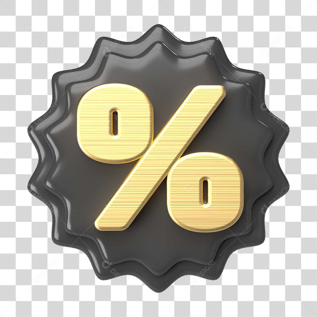 Elemento 3D Símbolo de Porcentagem PNG Transparente