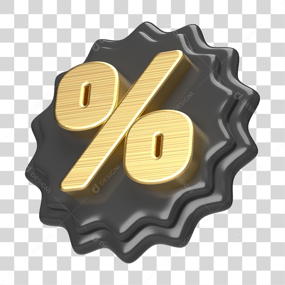 Elemento 3D Símbolo de Porcentagem PNG Transparente