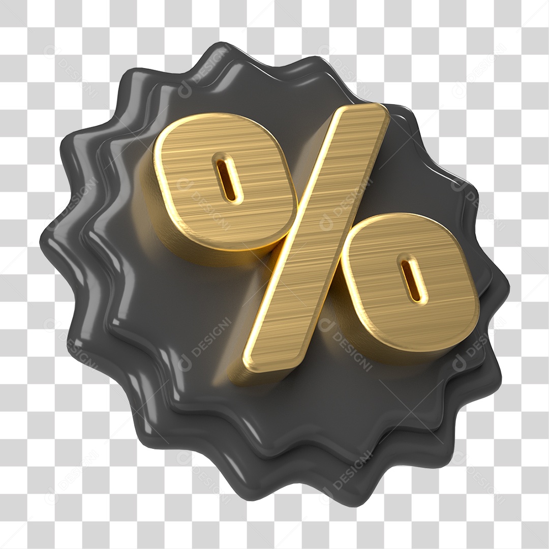 Elemento 3D Símbolo de Porcentagem PNG Transparente