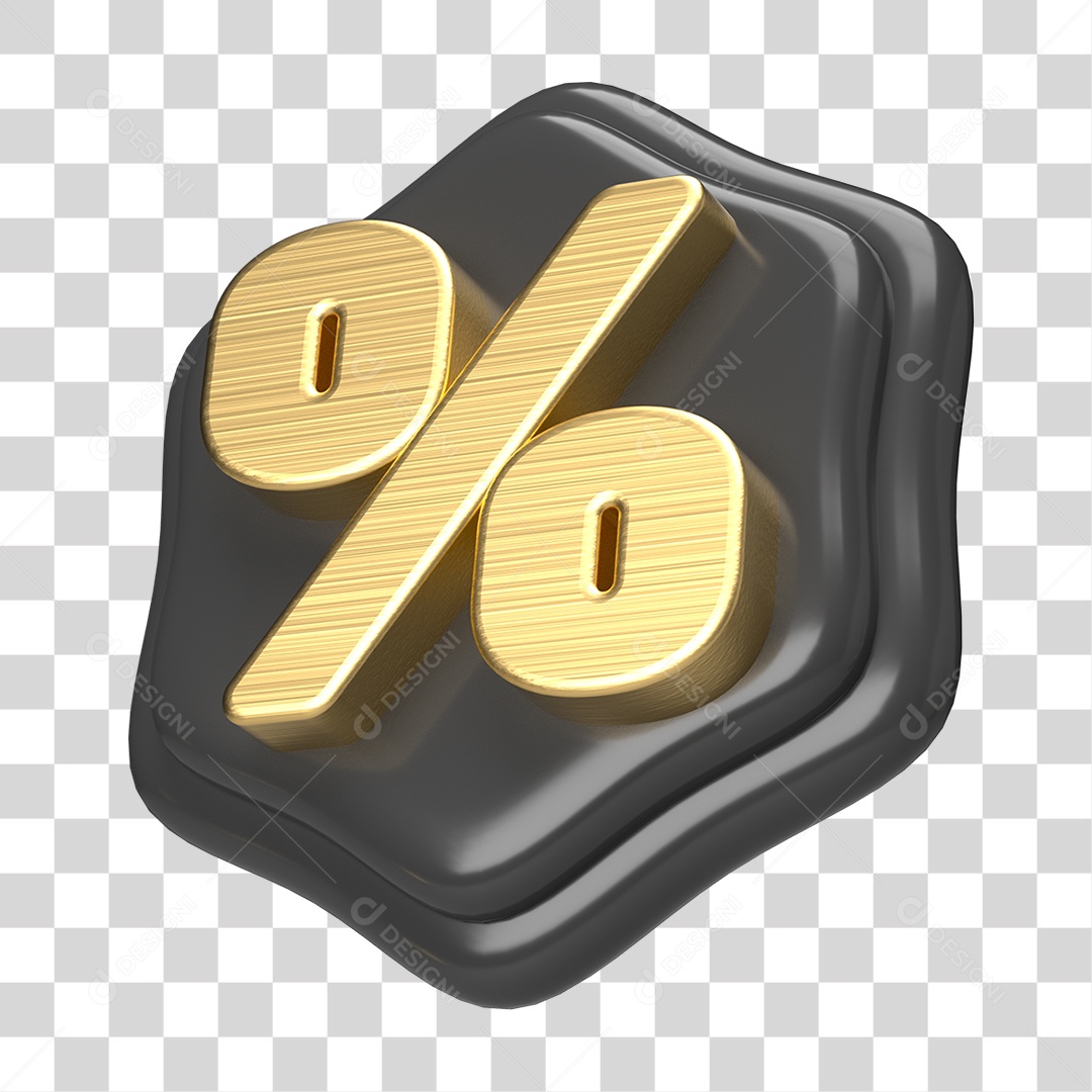 Elemento 3D Símbolo de Porcentagem PNG Transparente