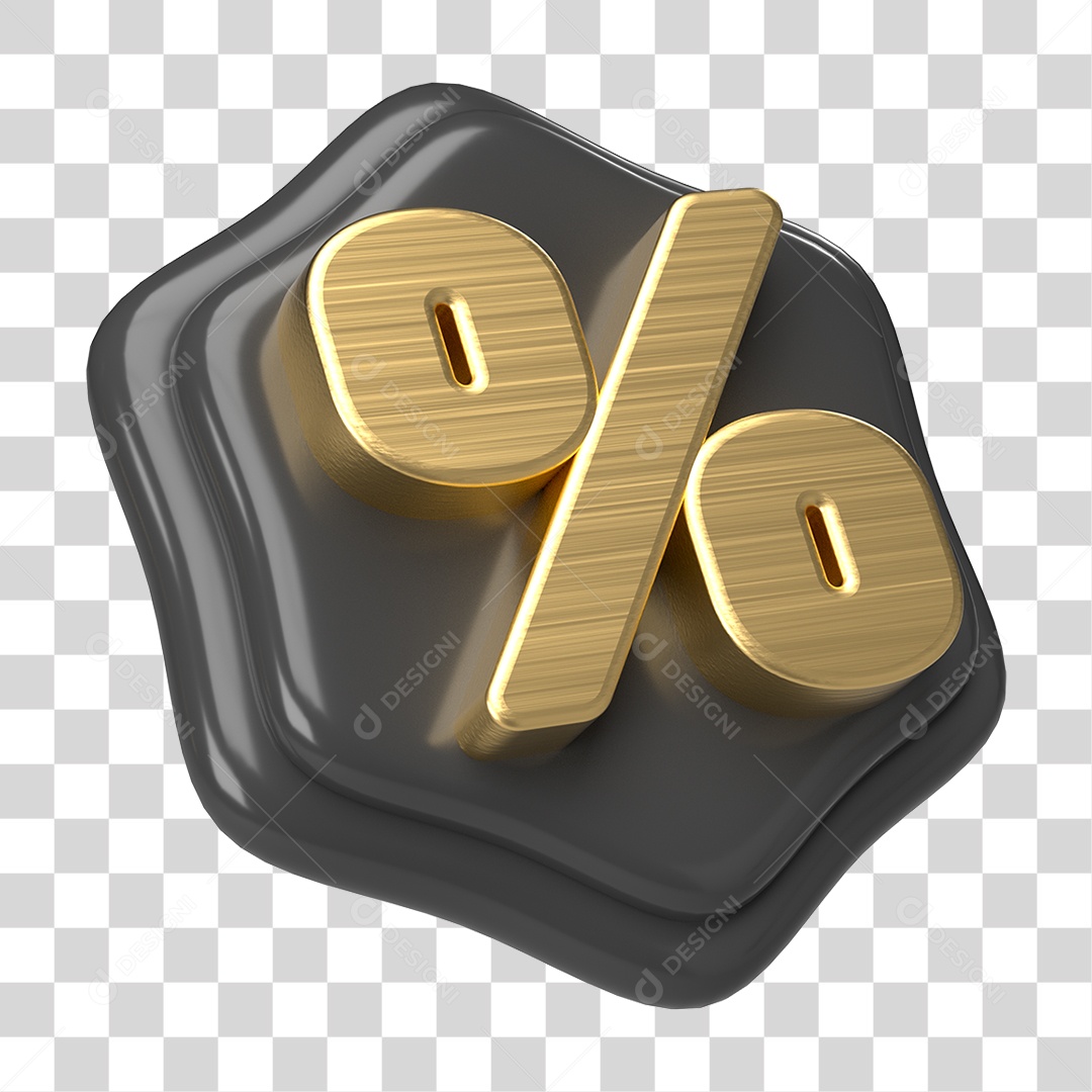 Elemento 3D Símbolo de Porcentagem PNG Transparente