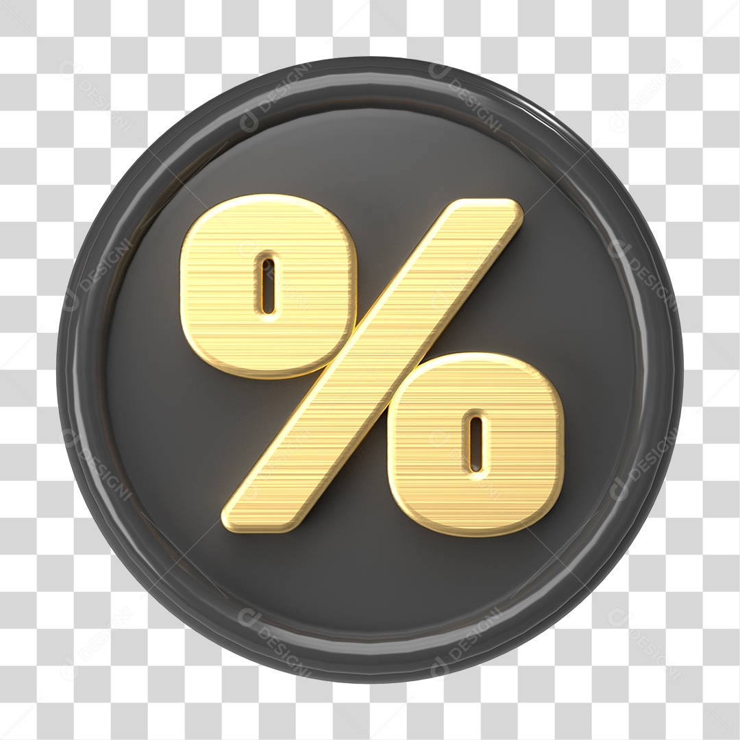 Elemento 3D Símbolo de Porcentagem PNG Transparente