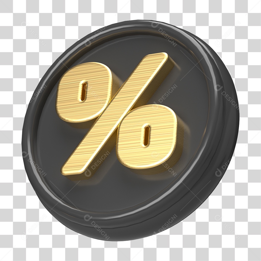 Elemento 3D Símbolo de Porcentagem PNG Transparente