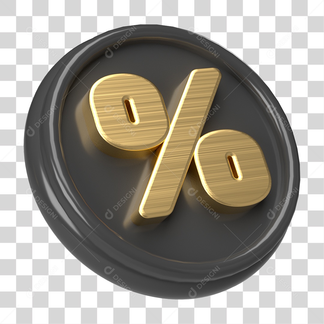 Elemento 3D Símbolo de Porcentagem PNG Transparente