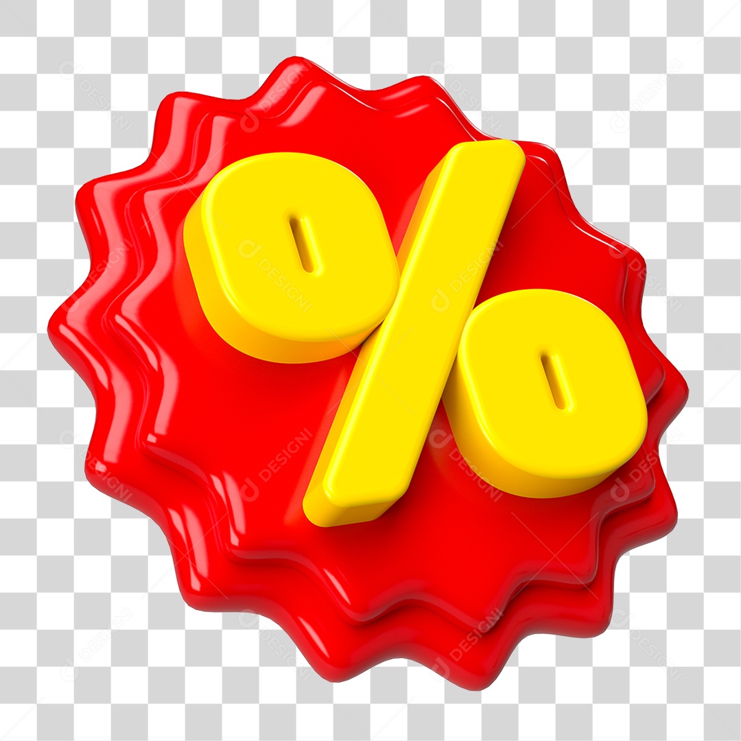 Elemento 3D Símbolo de Porcentagem PNG Transparente