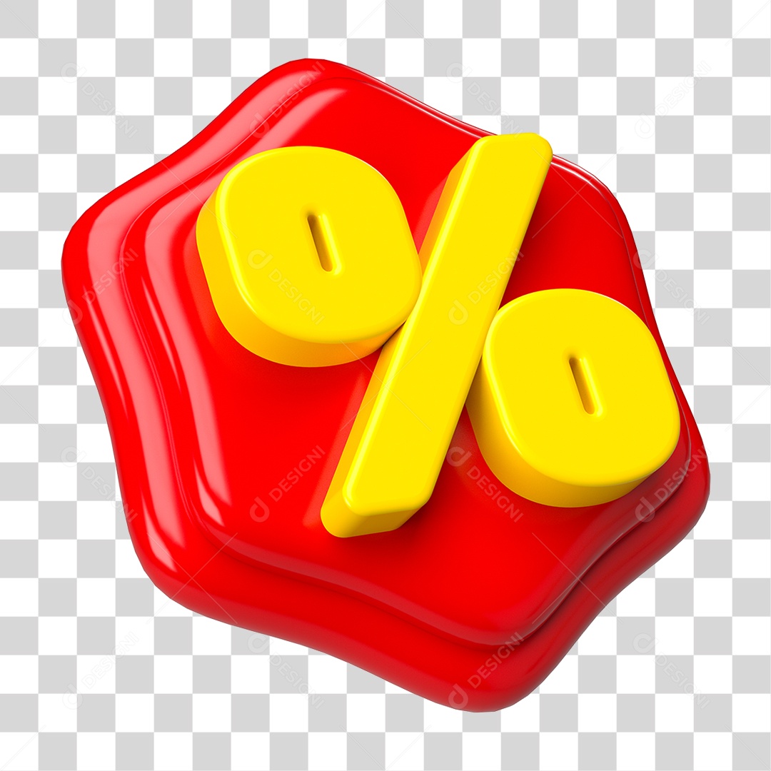 Elemento 3D Símbolo de Porcentagem PNG Transparente