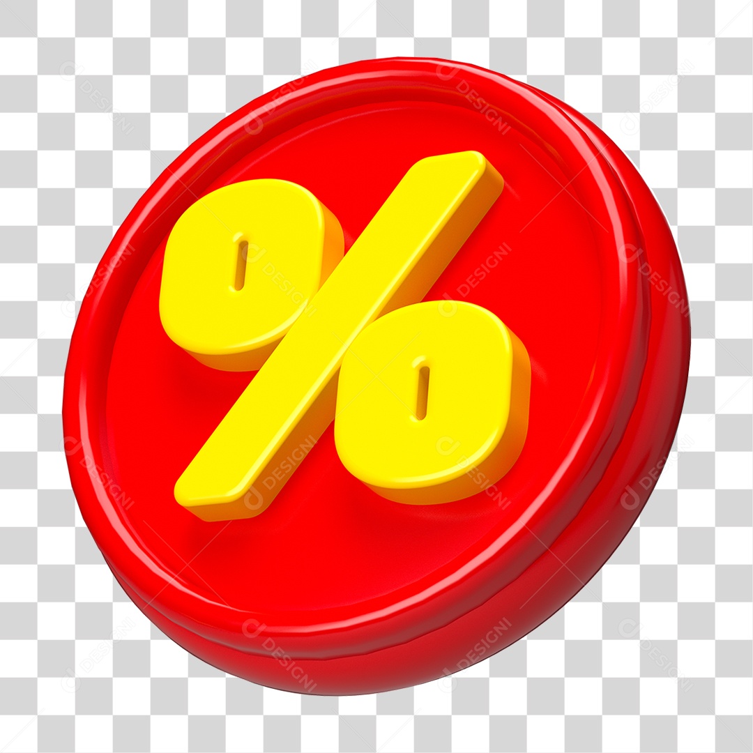 Elemento 3D Símbolo de Porcentagem PNG Transparente