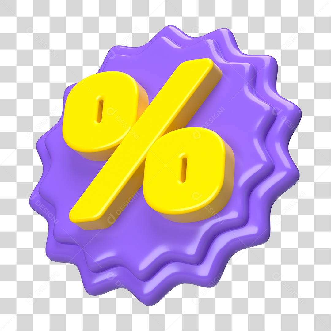 Elemento 3D Símbolo de Porcentagem PNG Transparente