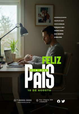 Feliz Dia dos Pais 10 de Agosto Social Media PSD Editável