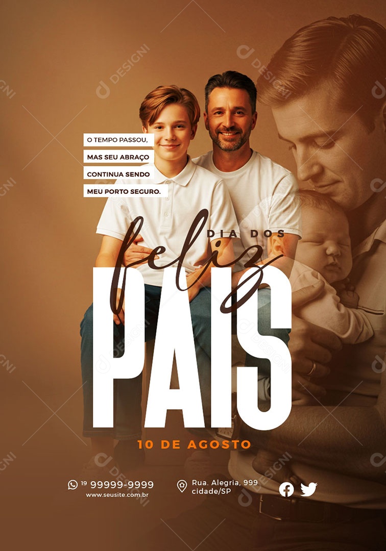 Feliz Dia dos Pais 10 de Agosto O Tempo Passou Social Media PSD Editável
