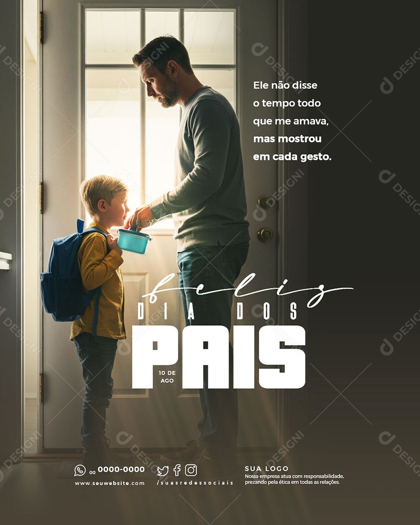 Feliz Dia dos Pais 10 de Agosto Social Media PSD Editável