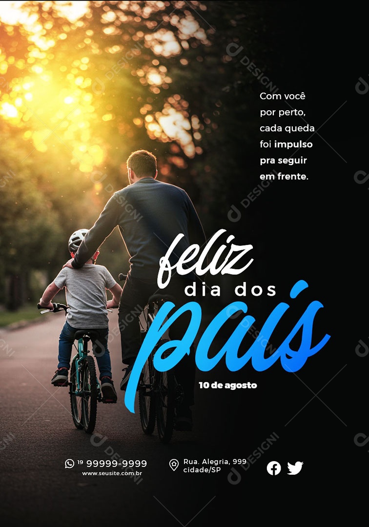 Feliz Dia dos Pais 10 de Agosto Com Você Perto Social Media PSD Editável