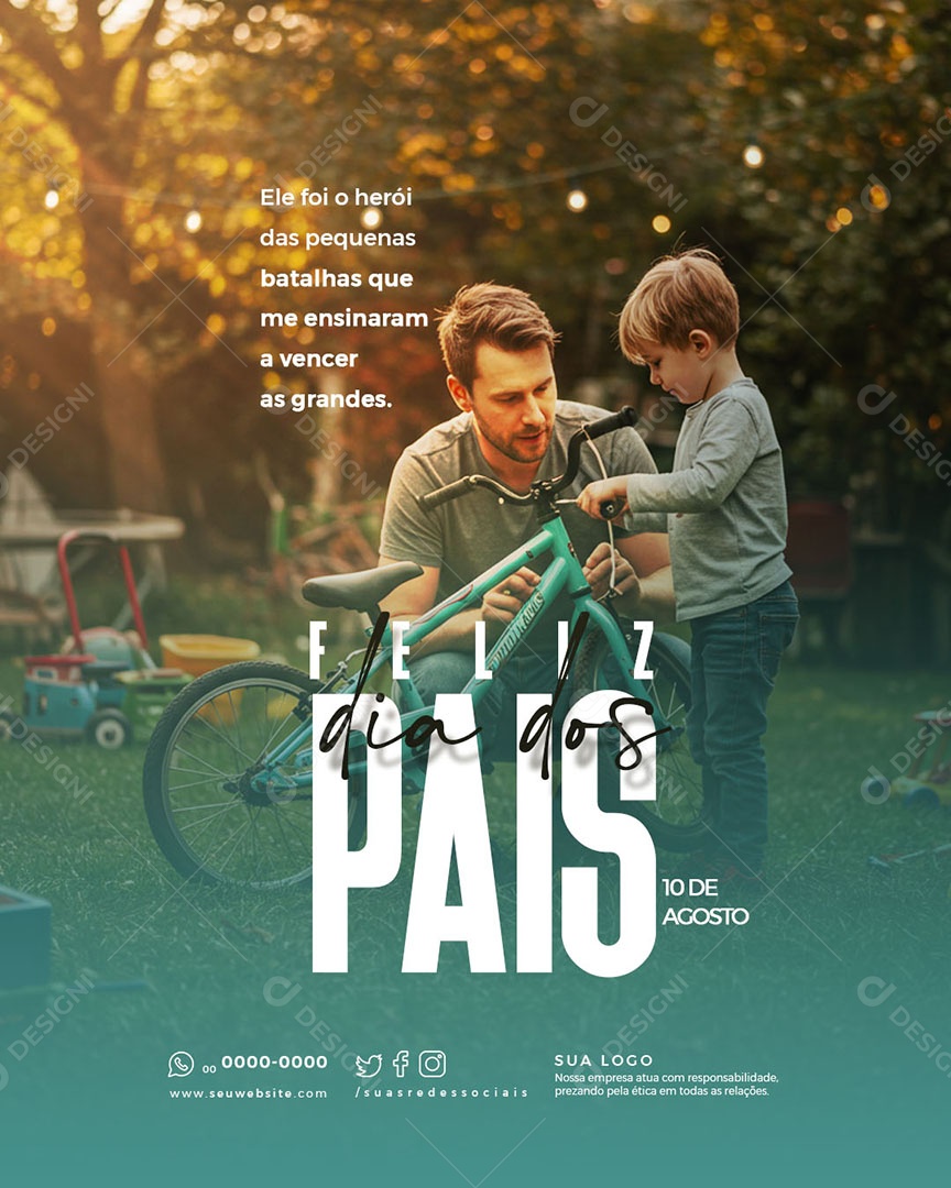 Feliz Dia dos Pais 10 de Agosto Social Media PSD Editável