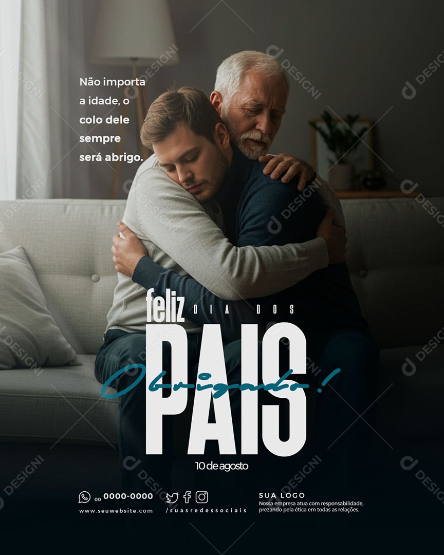 Feliz Dia dos Pais 10 de Agosto Social Media PSD Editável