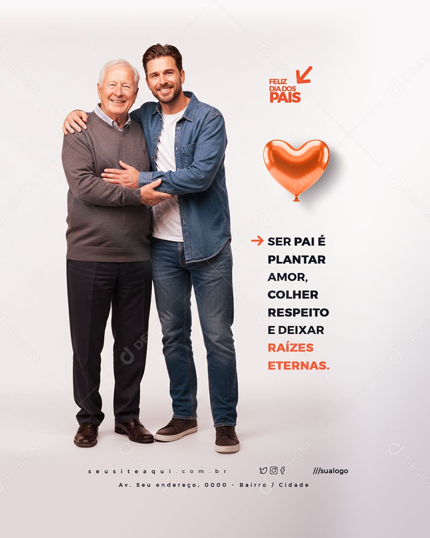 Feliz Dia dos Pais 10 de Agosto Ser Pai é Plantar Amor Social Media PSD Editável