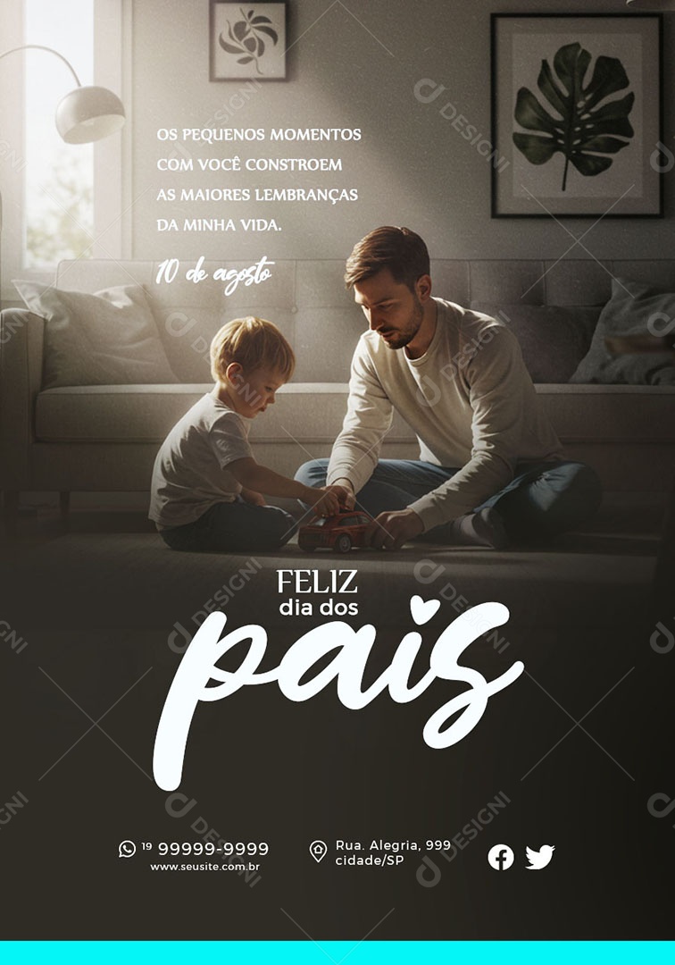 Feliz Dia dos Pais 10 de Agosto Social Media PSD Editável