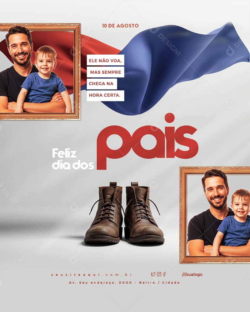 Feliz Dia dos Pais 10 de Agosto Social Media PSD Editável