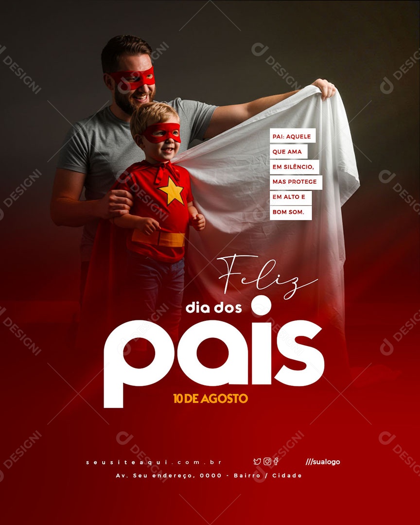 Feliz Dia dos Pais 10 de Agosto Social Media PSD Editável