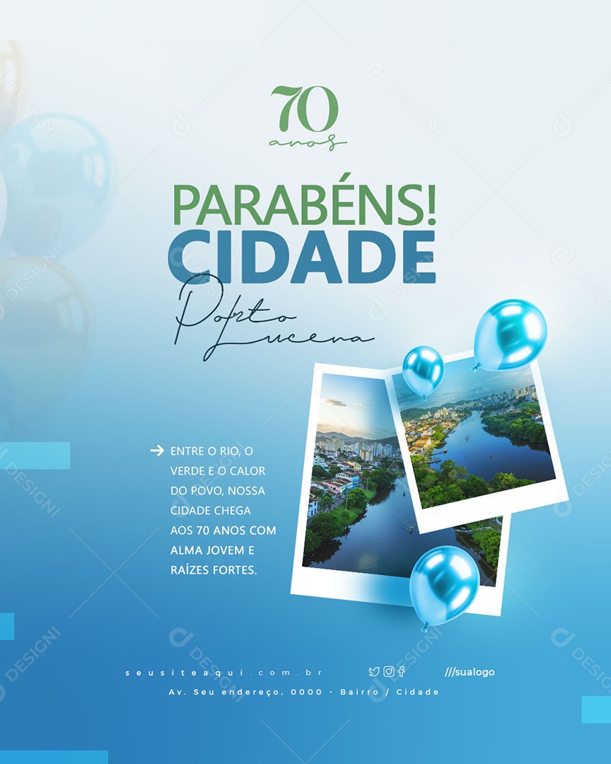 Parabéns Cidade Pelos Seus 70 Anos Social Media PSD Editável