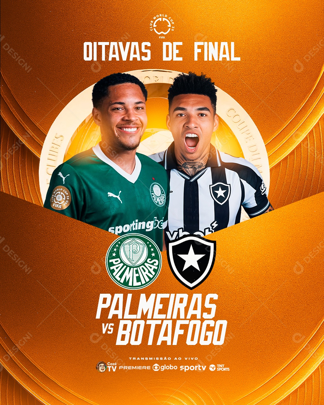 Jogo Mundial de Clubes Oitavas de final Palmeiras x Botafogo Social Media PSD Editável