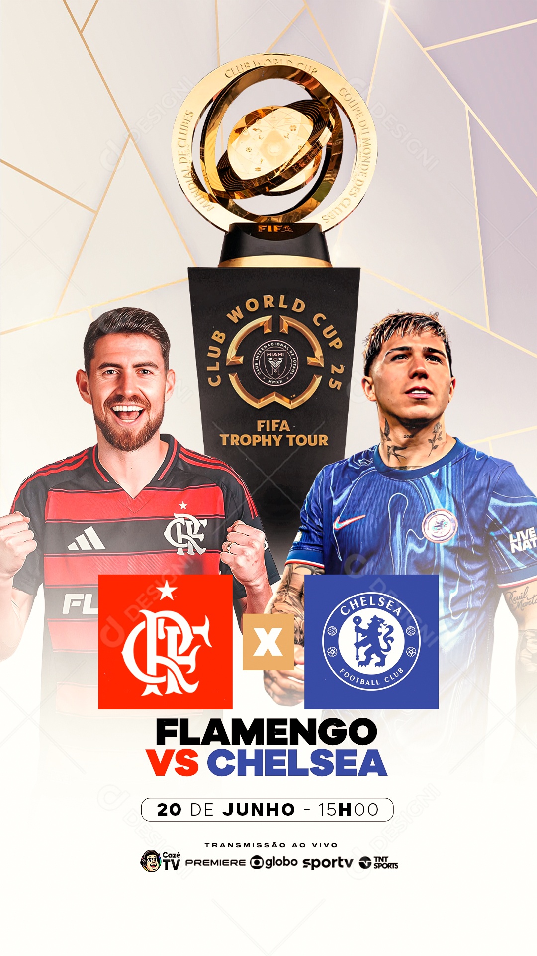 Jogo Mundial de Clubes Flamendo x Chelsea Social Media PSD Editável