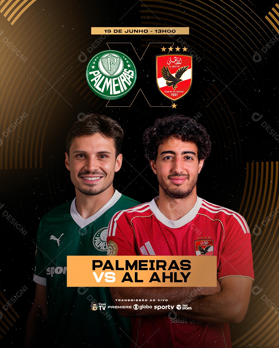 Jogo Mundial de Clubes Palmeiras x Al Ahly Social Media PSD Editável