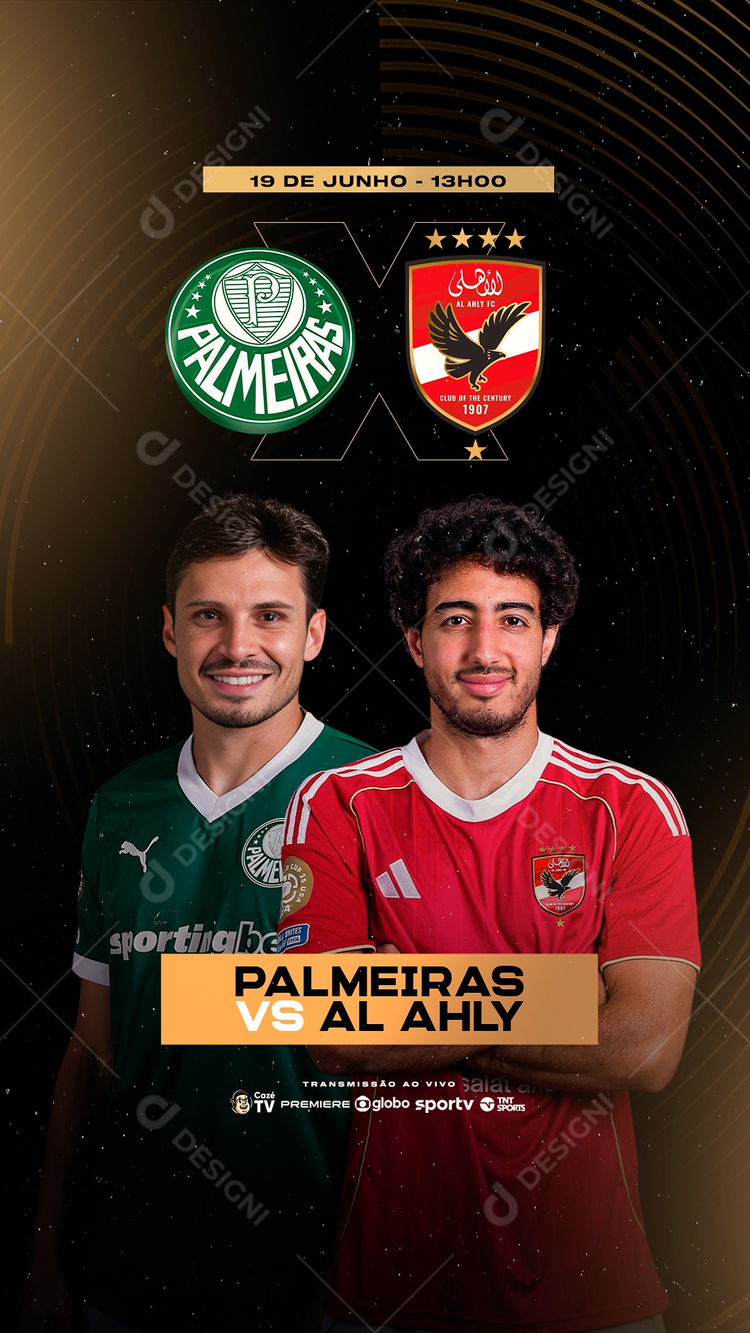 Jogo Mundial de Clubes Palmeiras x Al Ahly Social Media PSD Editável