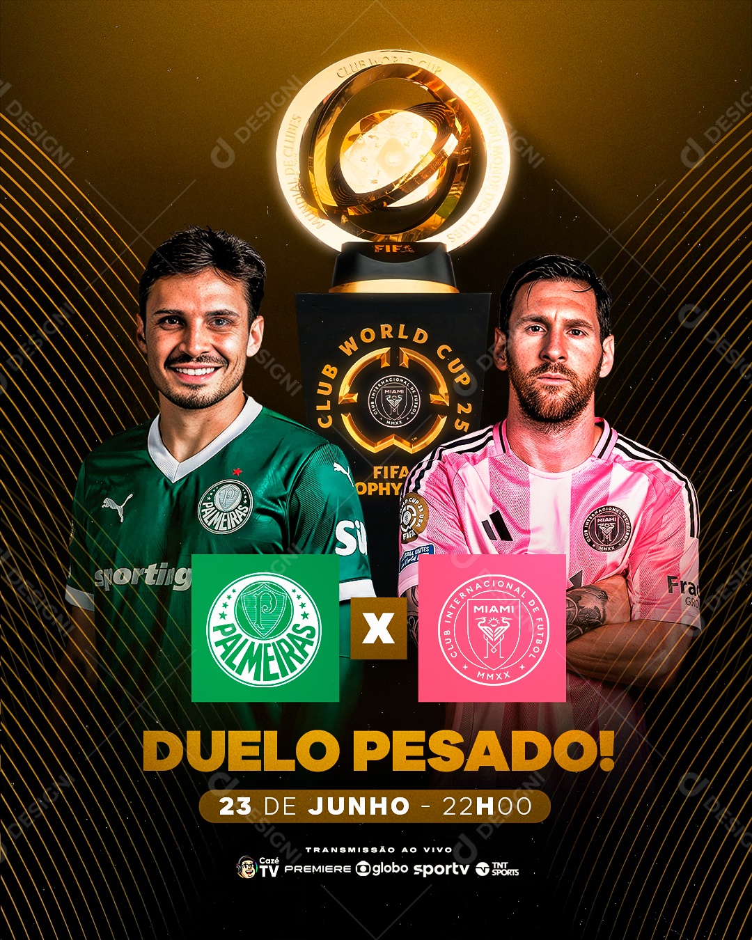 Jogo Mundial de Clubes Oitavas de final Flamendo x Club Internacional Social Media PSD Editável