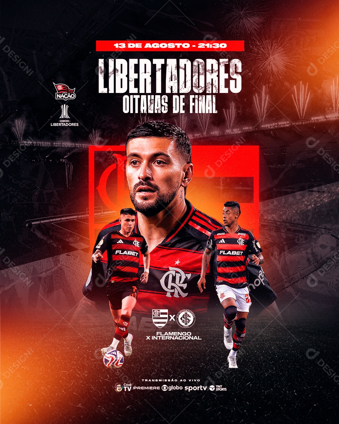 Libertadores Oitavas de final Flamendo x Internacional Social Media PSD Editável