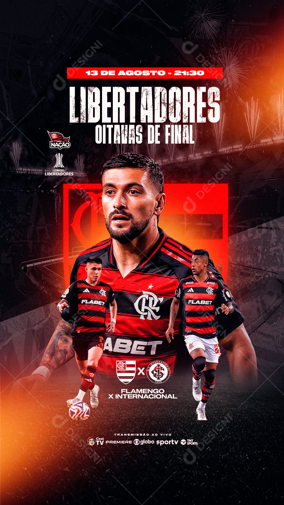 Libertadores Oitavas de final Flamendo x Internacional Social Media PSD Editável