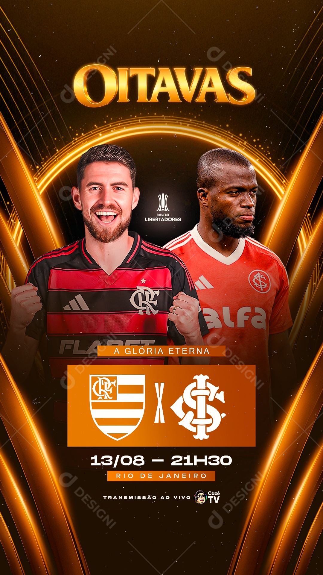Jogo Mundial de Clubes Oitavas Flamendo x Internacional Social Media PSD Editável