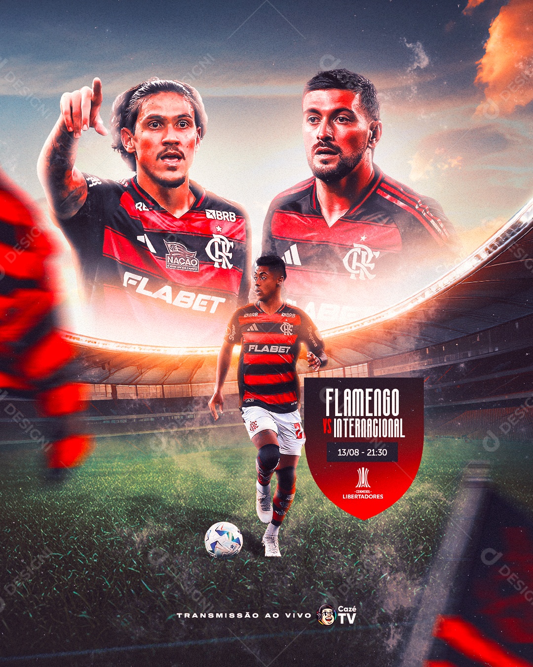 Jogo Mundial de Clubes Flamendo x Internacional Social Media PSD Editável
