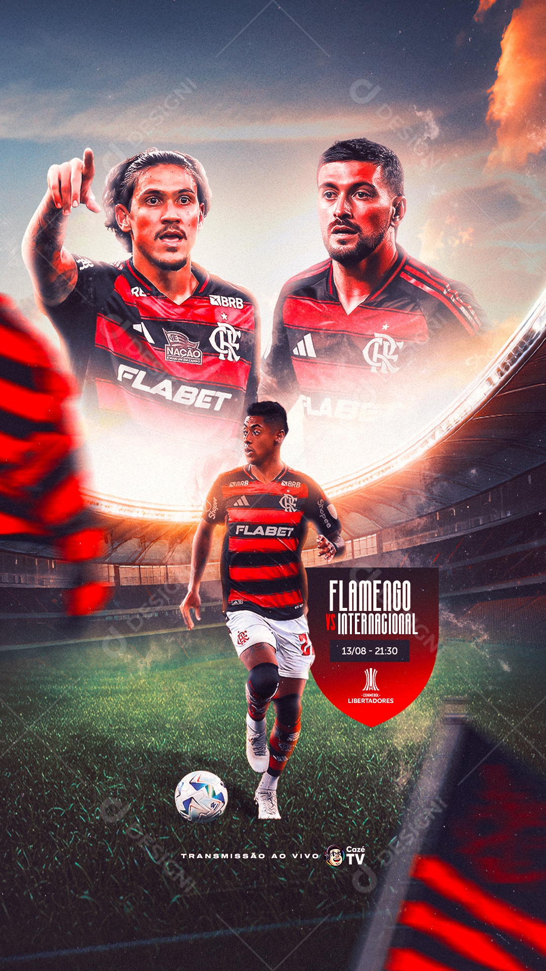 Jogo Mundial de Clubes Flamendo x Internacional Social Media PSD Editável