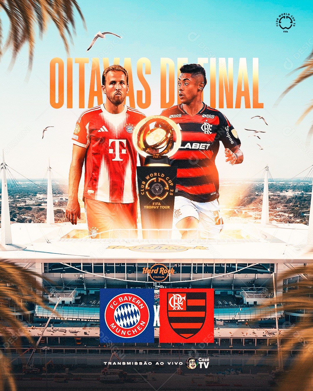 Jogo Mundial de Clubes Oitavas de final Flamendo x Internacional Social Media PSD Editável