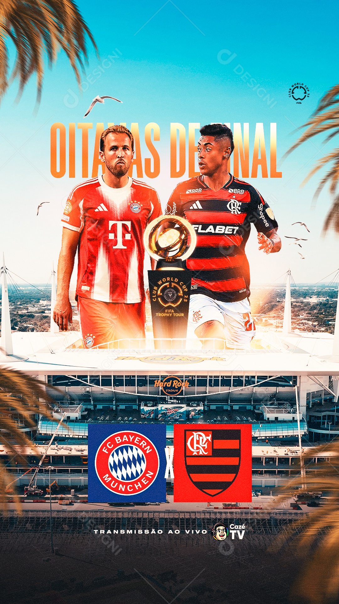 Jogo Mundial de Clubes Oitavas de final Flamendo x Internacional Social Media PSD Editável