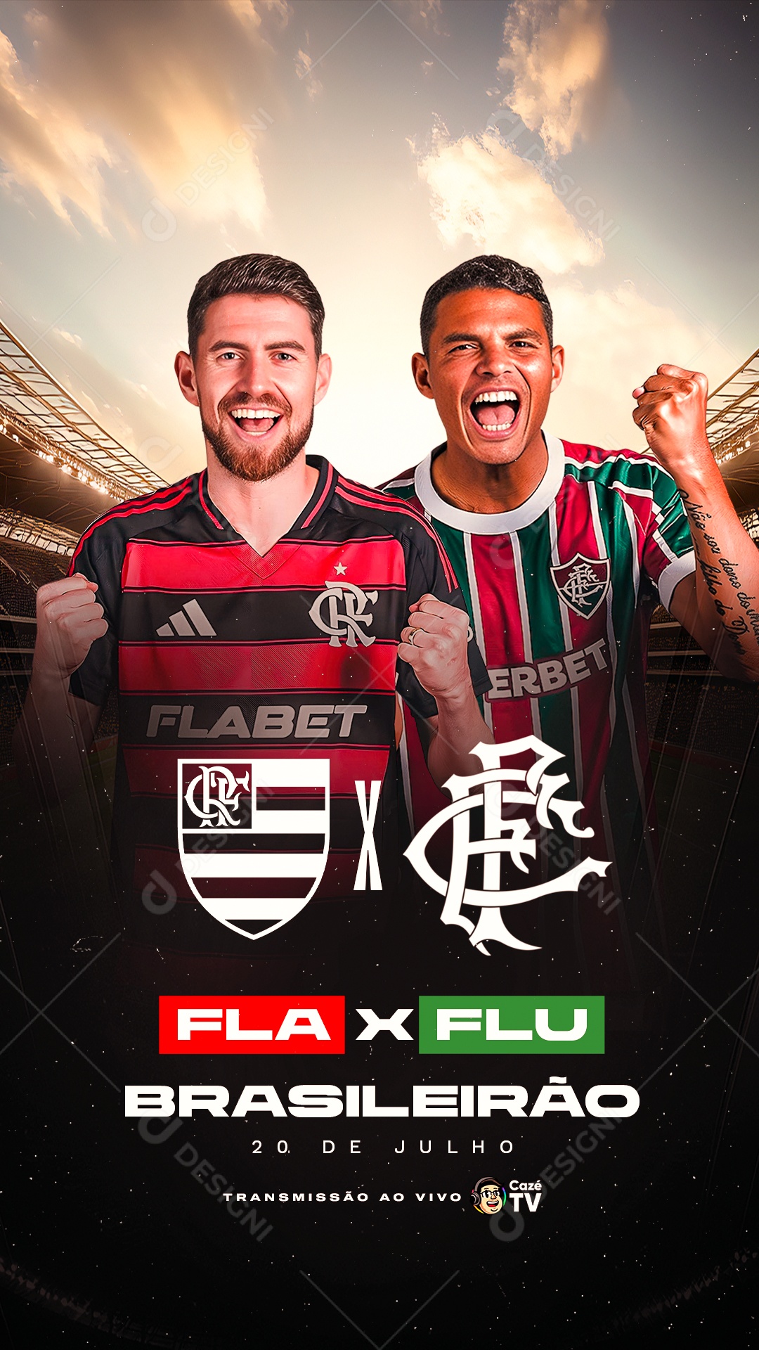 Jogo Mundial de Clubes Oitavas de final Flamengo x Fluminese Social Media PSD Editável