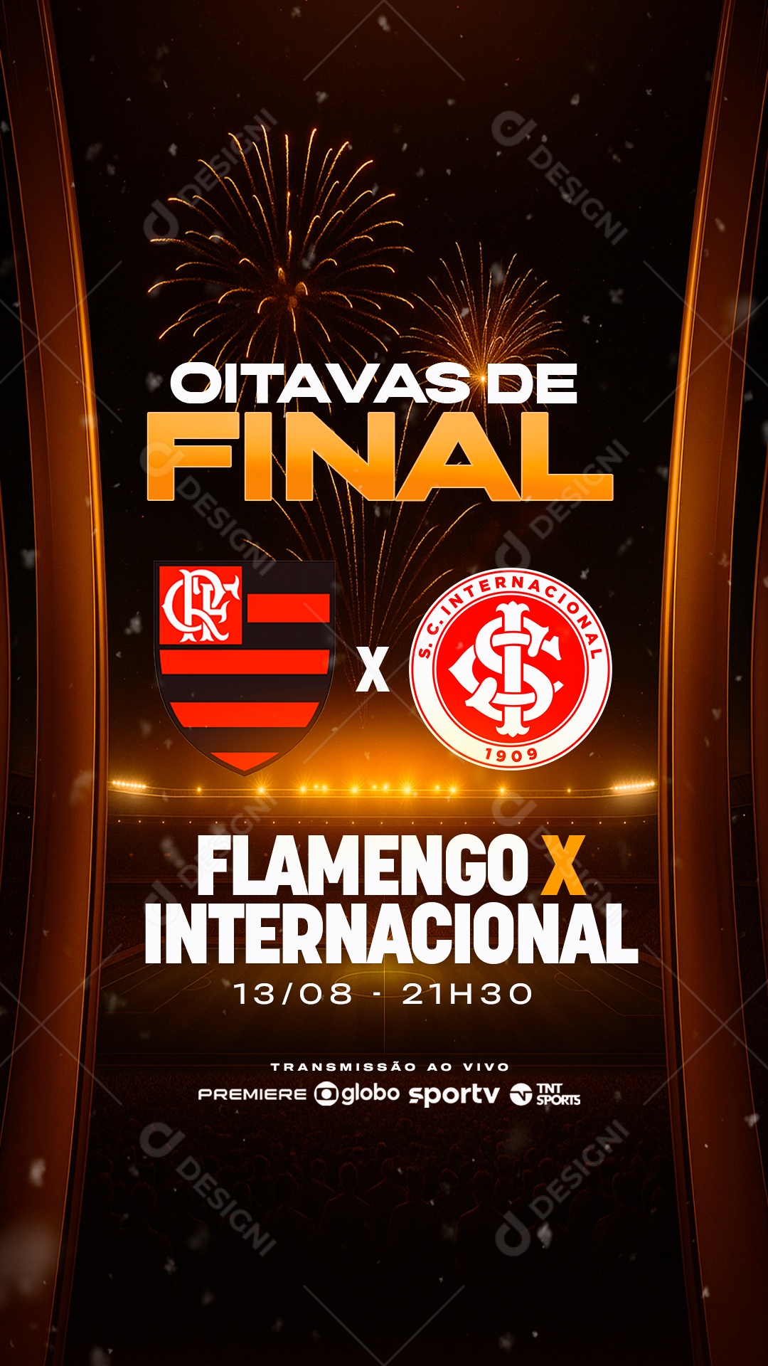 Jogo Mundial de Clubes Oitavas de final Flamendo x Internacional Social Media PSD Editável