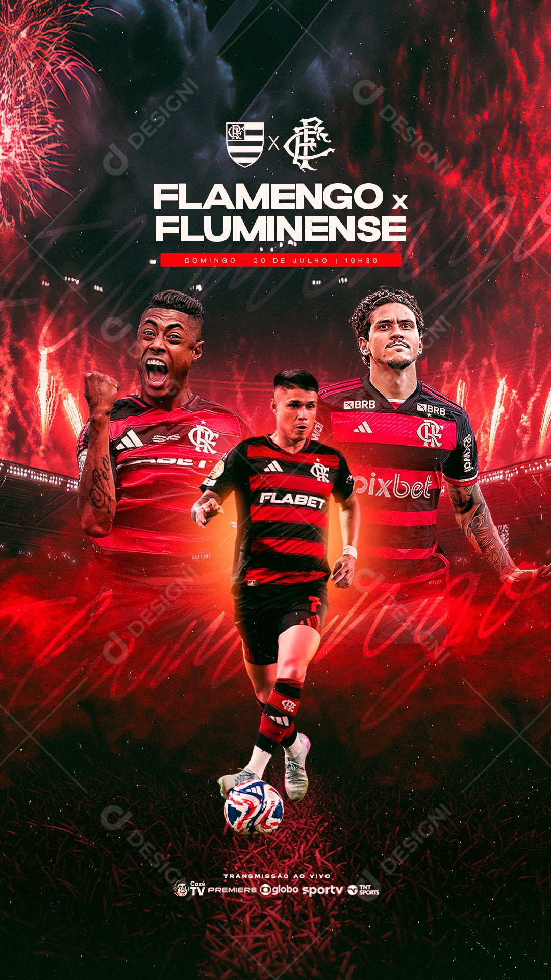 Jogo Mundial de Clubes Flamengo x Fluminense Social Media PSD Editável