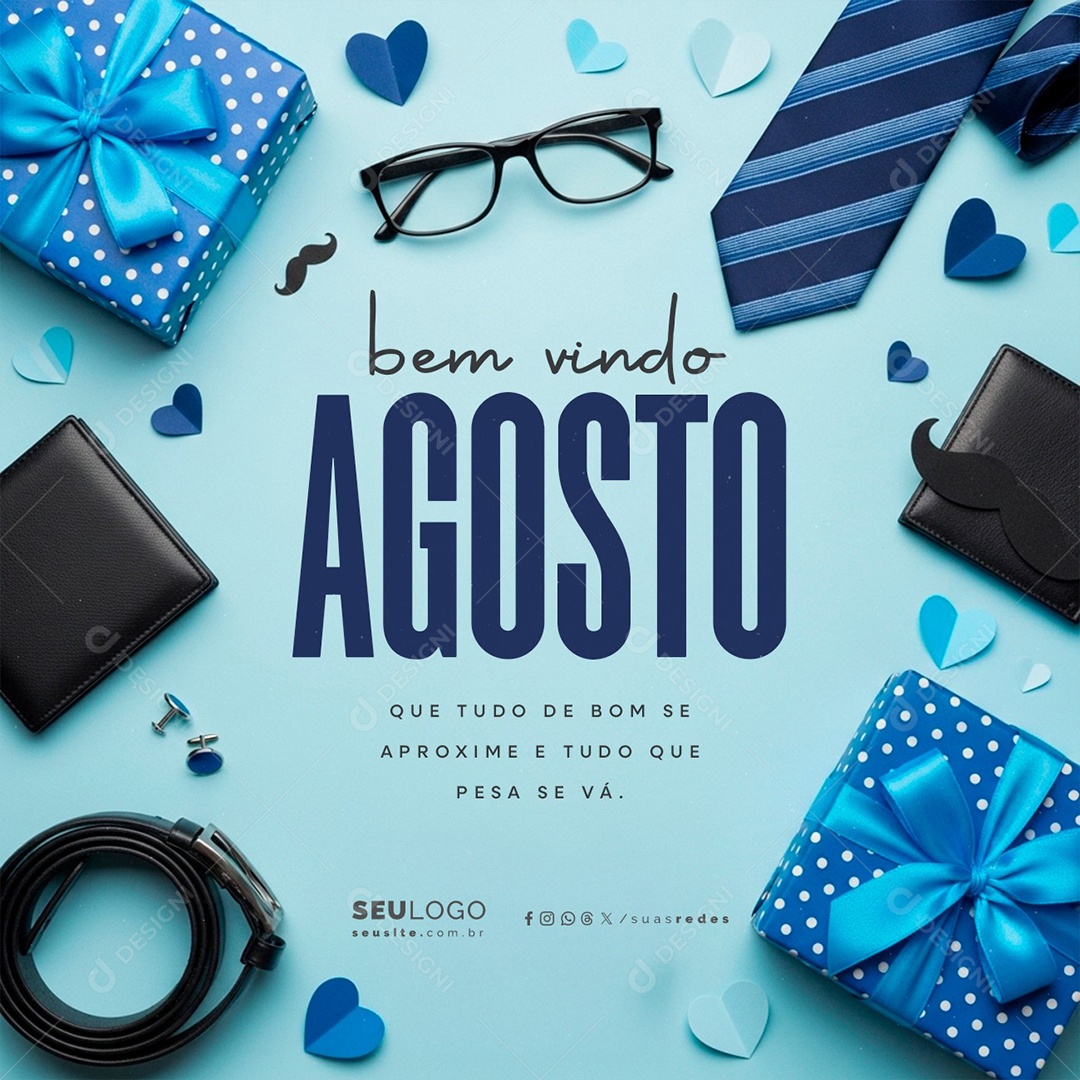 Bem Vindo Agosto Que Tudo de Bom Se Aproxime Social Media PSD Editável