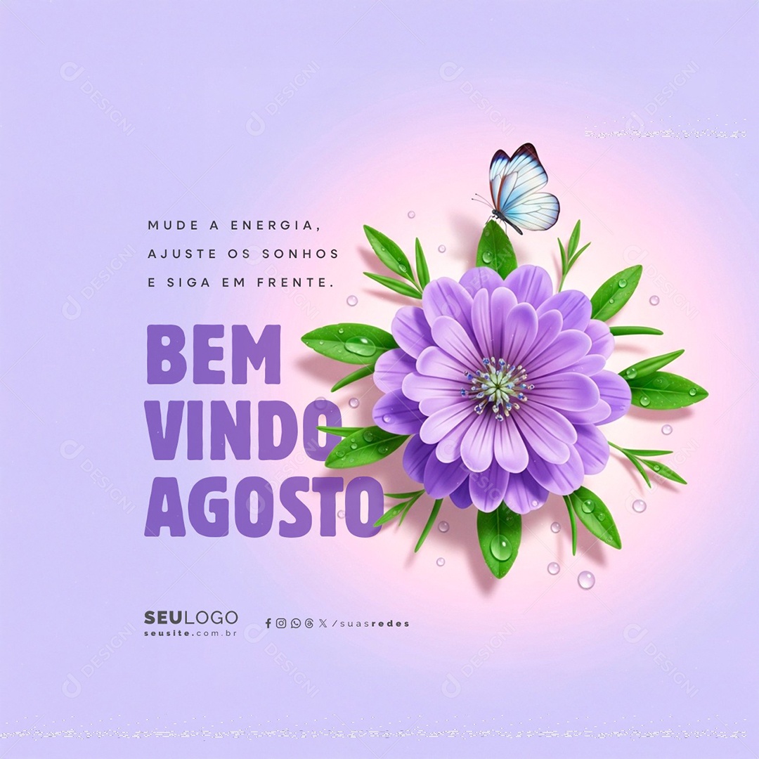 Bem Vindo Agosto Mude a Energia Social Media PSD Editável