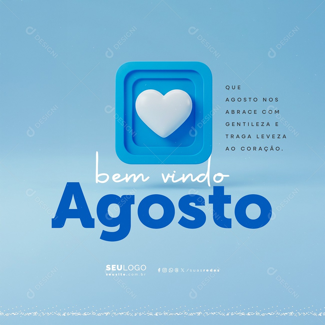 Bem Vindo Agosto Traga Leveza Social Media PSD Editável
