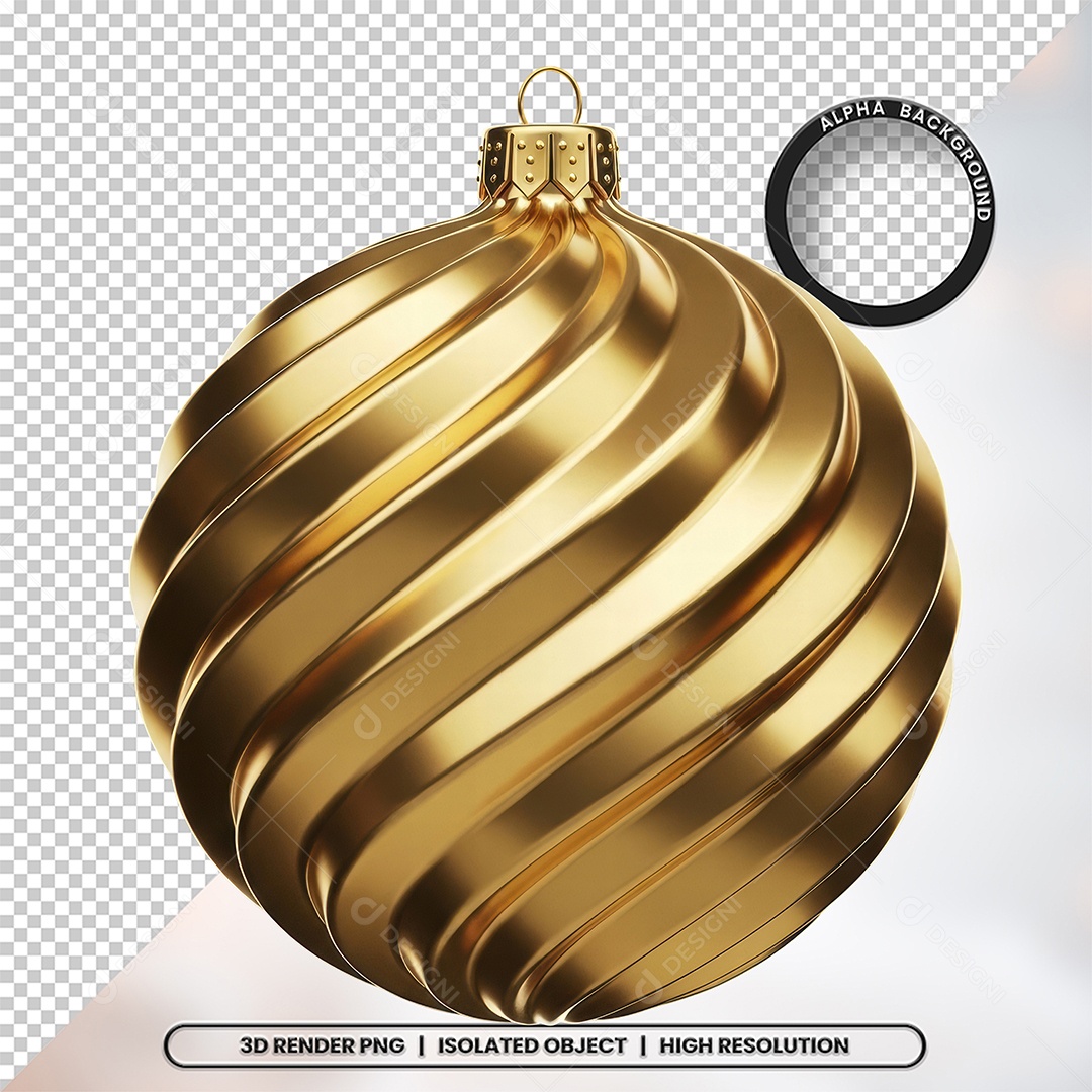 Bola de natal Ícone Elemento 3D Render para Composição PNG Transparente (12)