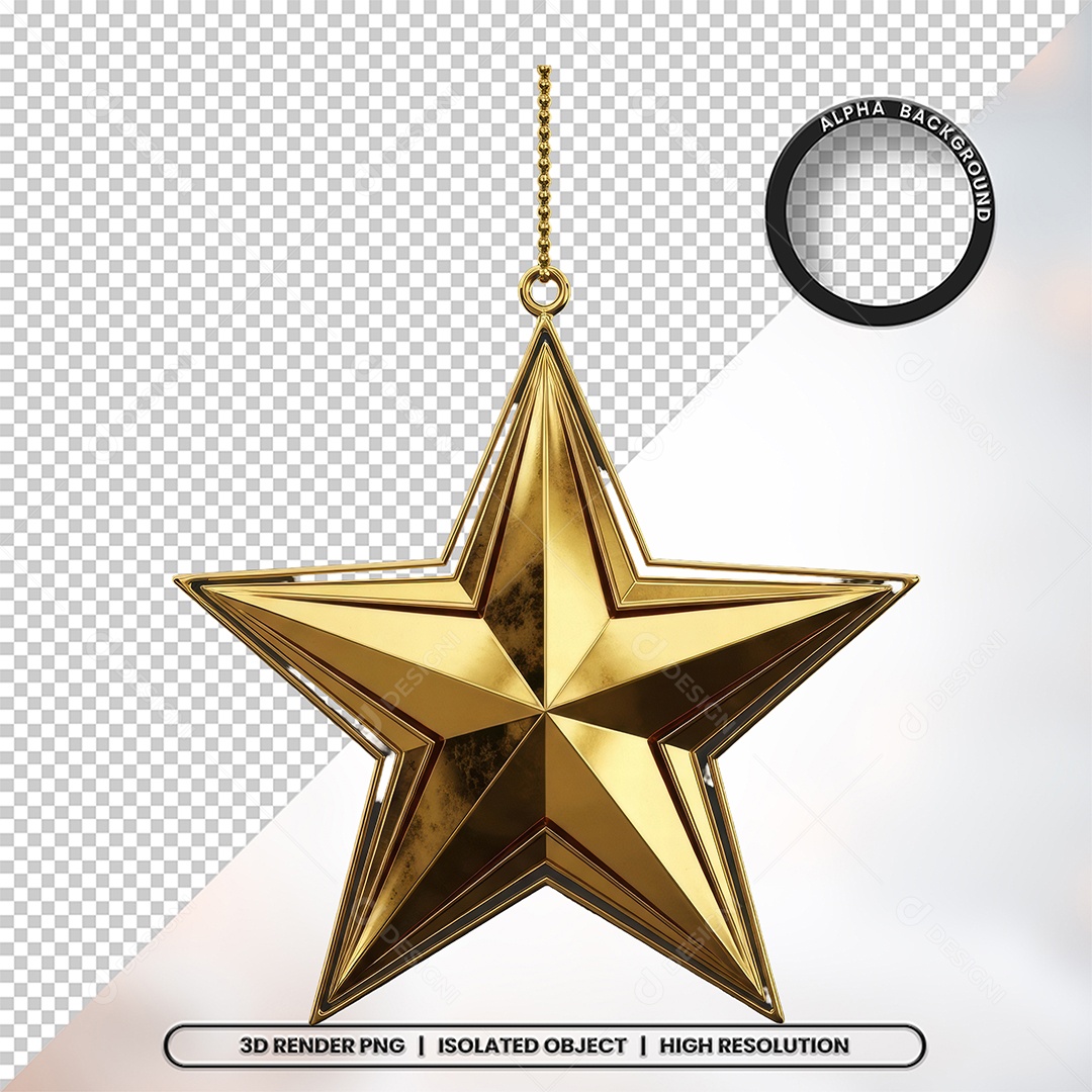 Elemento 3D Estrela De Natal Para Composição PSD