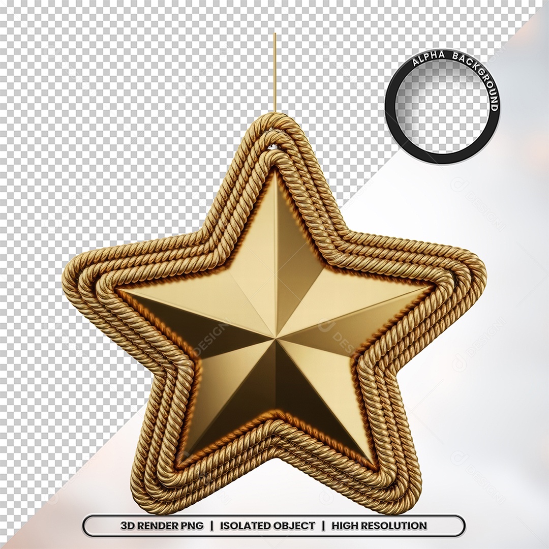 Elemento 3D Estrela De Natal Para Composição PSD
