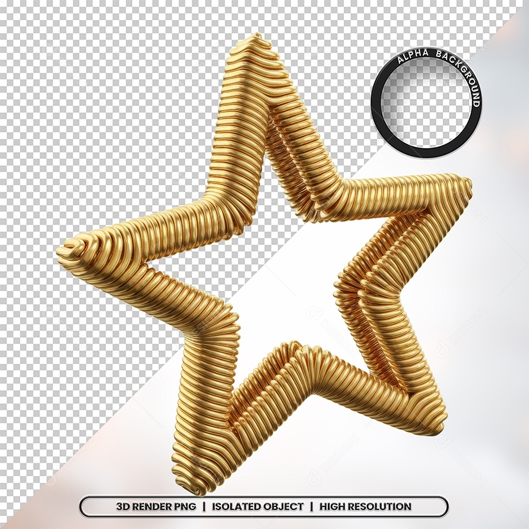 Elemento 3D Estrela De Natal Para Composição PSD