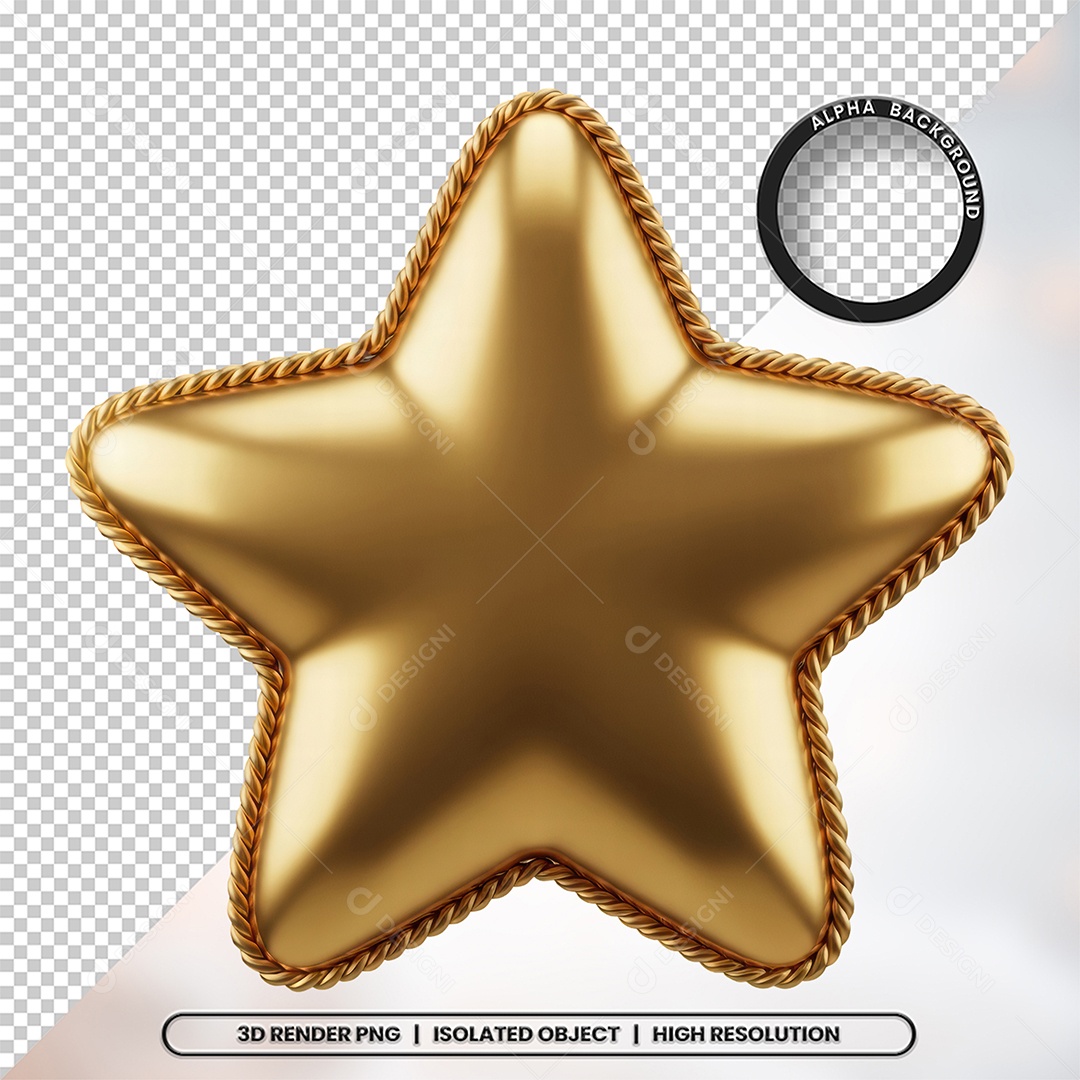 Elemento 3D Estrela De Natal Para Composição PSD
